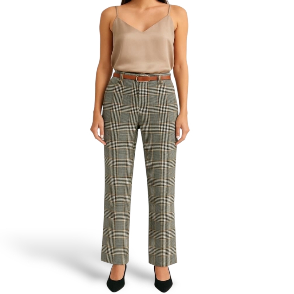 Corpcore Country Plaid Cropped Stovepipe Pants